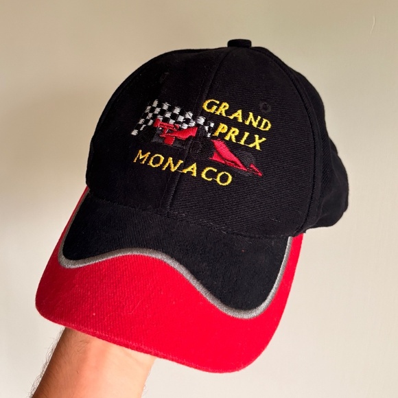 Grand Prix Moncaco Baseball hat cap formula 1 racing embroided racecar black red - Picture 1 of 6